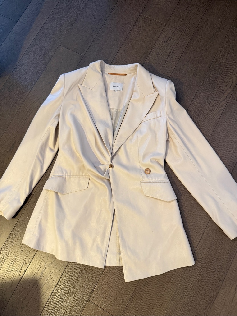 Nanushka Cream vegan leather Tailored Blazer